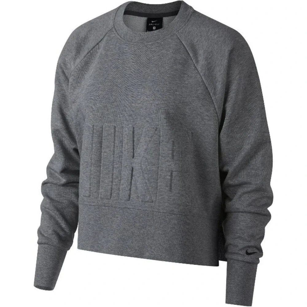 Nike‎ Women's Versa Embossed Cropped Training Sweatshirt Size S Gray